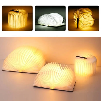 Foldable Book Lamp - Wooden Paper LED Mood Light, Bedside Table Lamp, Home Decor Gift for Book