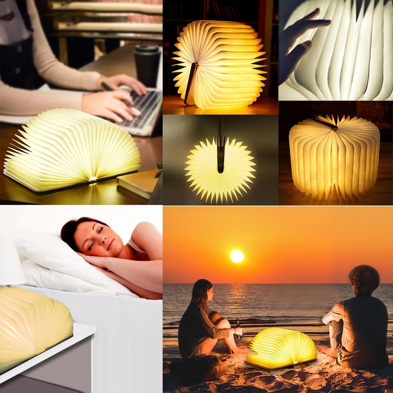 Foldable Book Lamp - Wooden Paper LED Mood Light, Bedside Table Lamp, Home Decor Gift for Book