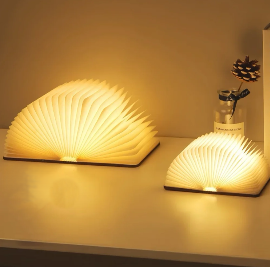 Foldable Book Lamp - Wooden Paper LED Mood Light, Bedside Table Lamp, Home Decor Gift for Book