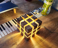 LampArtWorks Handmade Olive Wood Cube LED Night Lamp